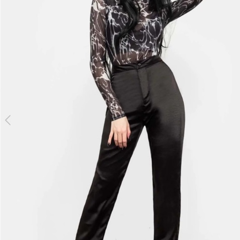 Disturbia Black Satin Trousers